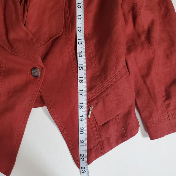 White House Black Market Women's Blazer Size 4 Rust Orange Cotton Linen Jacket - Picture 7 of 12